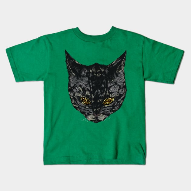 Hypnotic Cat Kids T-Shirt by cucubaou